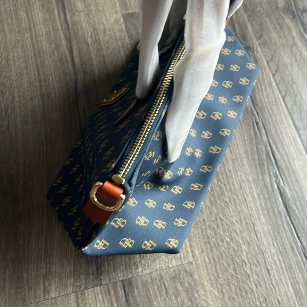 NWT Dooney & Bourke Monogram Navy Trina Satchel